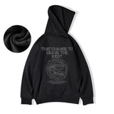 Wave Graphics Letter Print Loose Casual Fleece Hoodies For Men Autumn