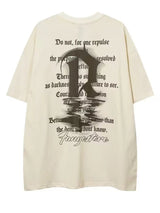 Vaporwave Barcode glitch – High Street Graffiti Letter Print Tee Shirt Mens Oversized C