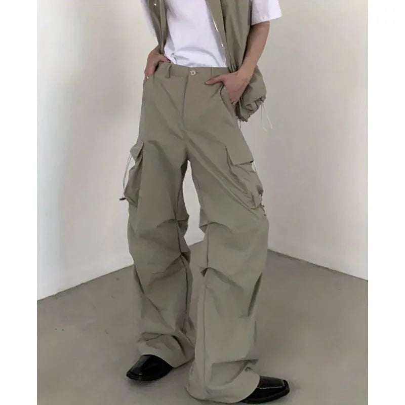 summer sleeveless set men women multi pocket hooded vest jogging cargo pant spring loose casual zipper two piece suit street unique cargo style 435