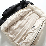 Men Hooded Down Jacket Winter Casual Letter Printed Parkas Streetwear Warm Black Zipper Jackets Harajuku Fashion Duck Down Coats