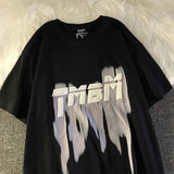Anime Melting smiley – American Retro Street Lettering Simple Printing Short Sleeve