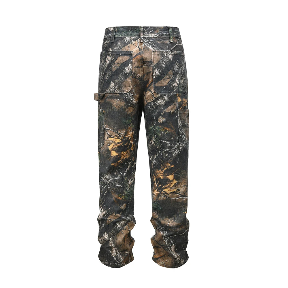 y2k streetwear vintage pantalones hombre trees camouflage jeans cargos for men patchwork straight baggy casual denim trousers unique cargo style 934