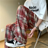 new mens y2k plaid casual baggy trousers autumn korean fashion straight woolen pants y2k vintage streetwear pantalones hombre unique default style 403