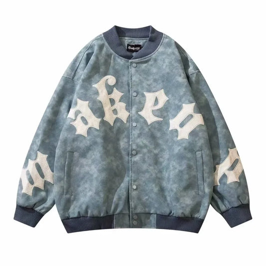 checkered varsity coat, layered streetwear look, trendy