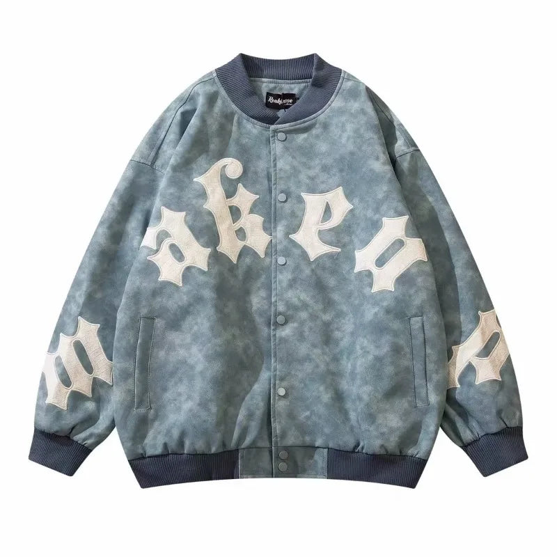 checkered varsity coat, layered streetwear look, trendy