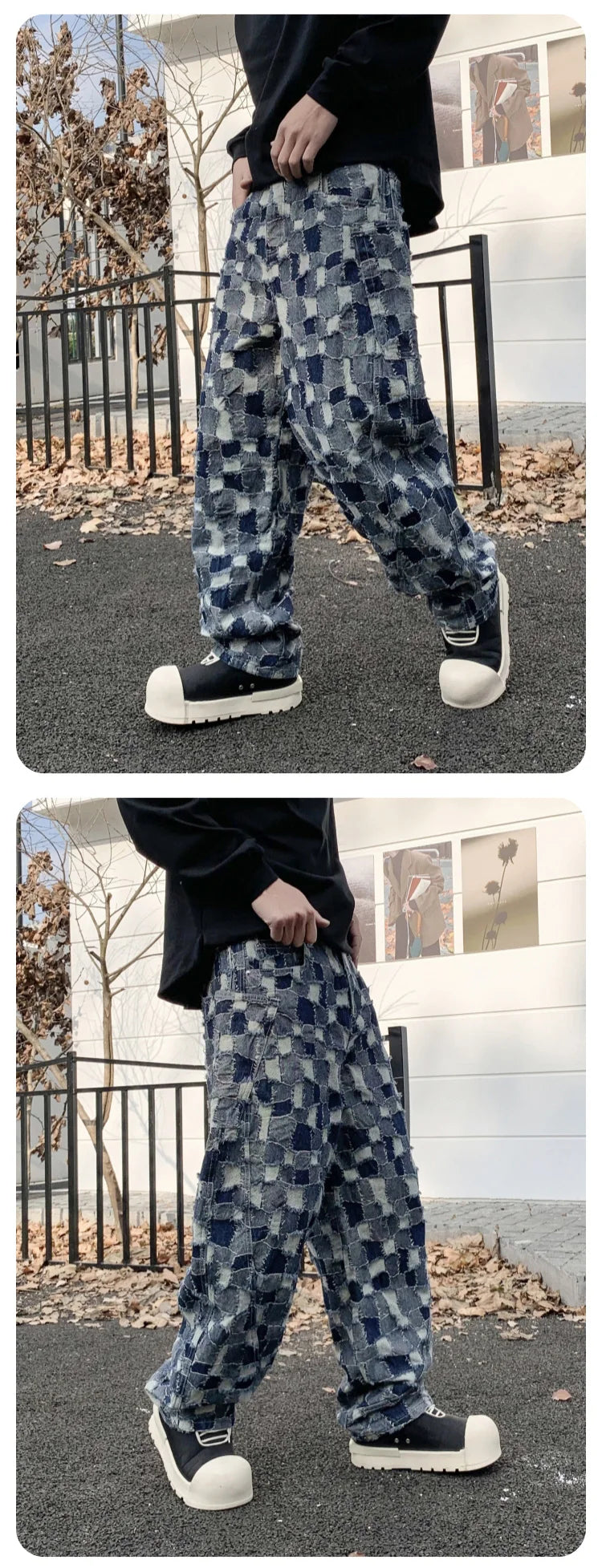 men distressed washed denim streetwear brand hip hop loose casual motorcycle cargo jeans pant cityboy y2k trousers unique cargo style 2449