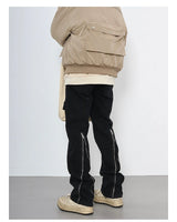back zipper open cargo denim pants casual biker jeans fashion streetwear trousers hip hop flare pants joggers y2k men s jeans unique joggers style 3783