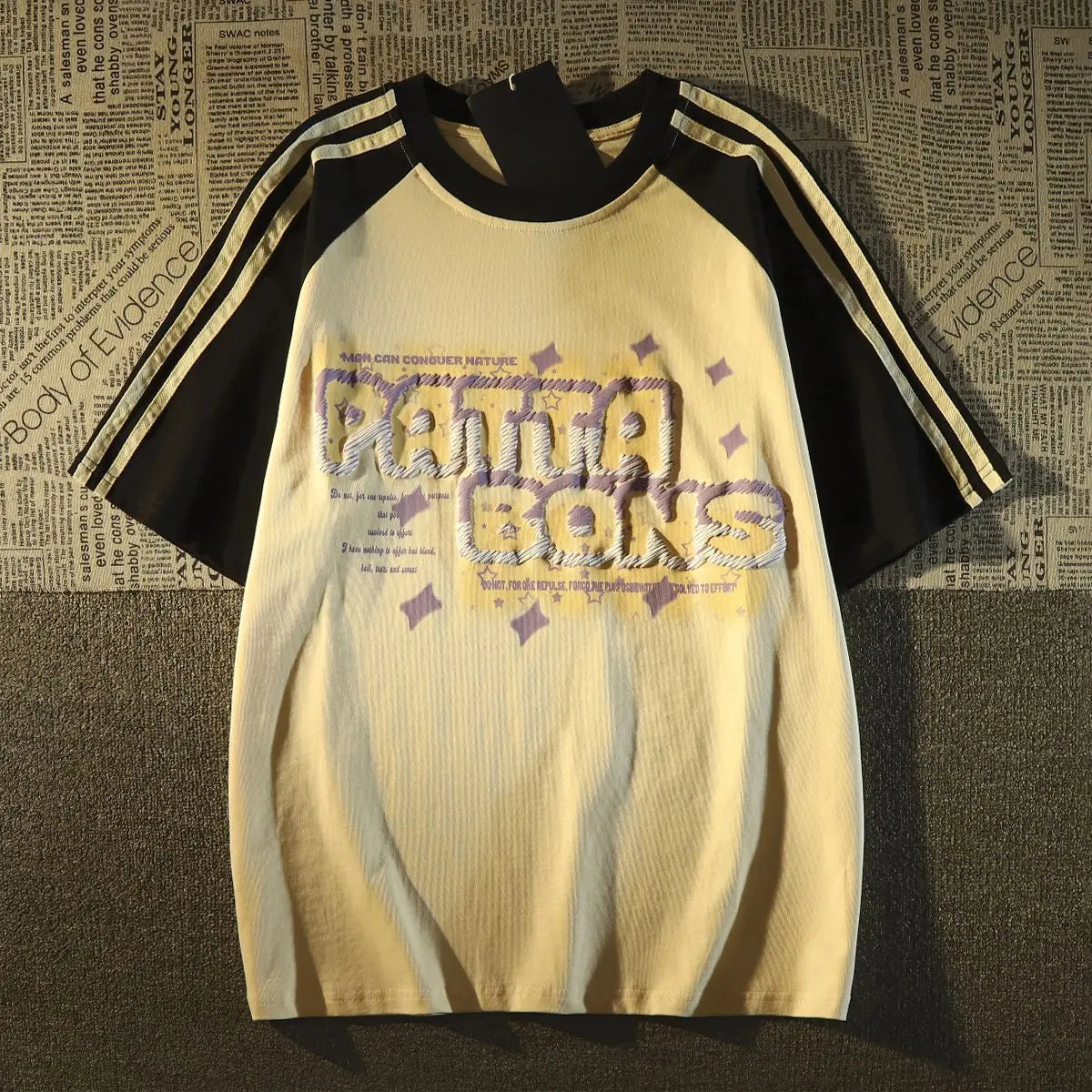 Y2k Oversized shirt – American Summer Trend Personalized Letter Print Raglan Short