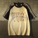 Y2k Oversized shirt – American Summer Trend Personalized Letter Print Raglan Short