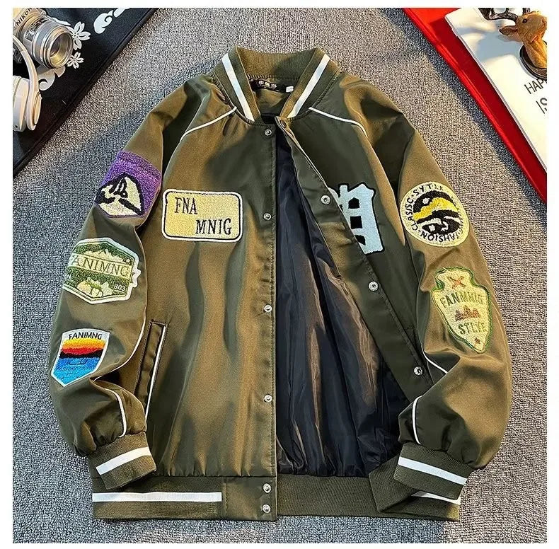 leather varsity coat, fall winter style, men's streetwear fashion, oversized urban jacket, high quality cold-weather coat