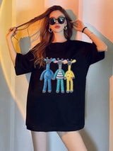 Gothic Aesthetic print tee – New Luxury Sweet Girl Giraffe Diamonds Crystals T Shirts Kor