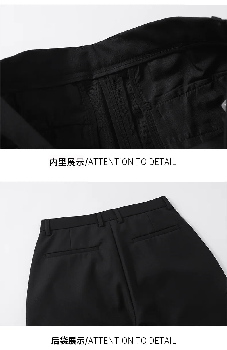 extended length edition men streetwear fashion hip hop vibe straight black pant casual business suit long pants trousers unique default style 1760