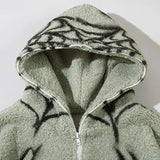mens harajuku spider graffiti fleece jackets and coats hairy zipper hooded outerwear warm streetwear parkas loose bomber jack - variant style 86c5d2 for streetwear fashion