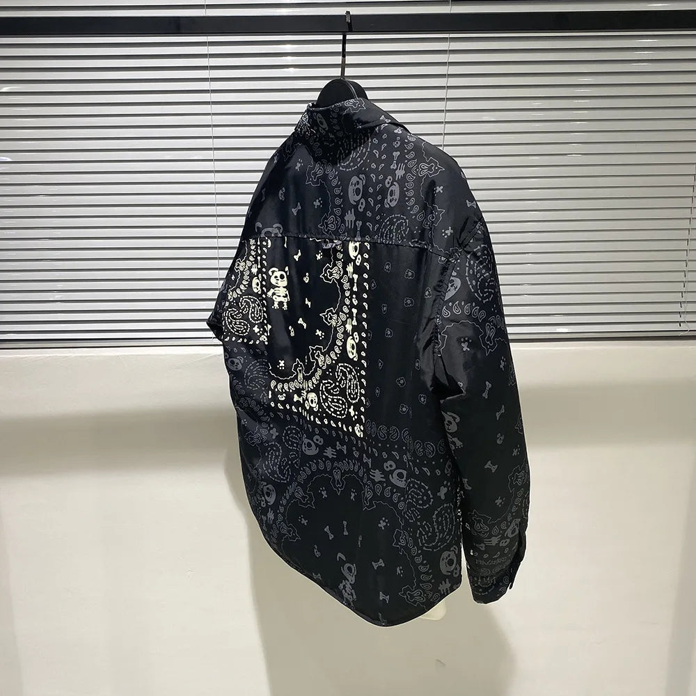 New fluorescent Luxury Men West Coast CRIPS Cashew Shirt Coats & Jackets / Down Coats Cotton Warm Winter Oversize Thin #A586