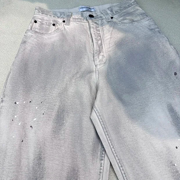 graffiti ink paint print straight pants unique default style 1223