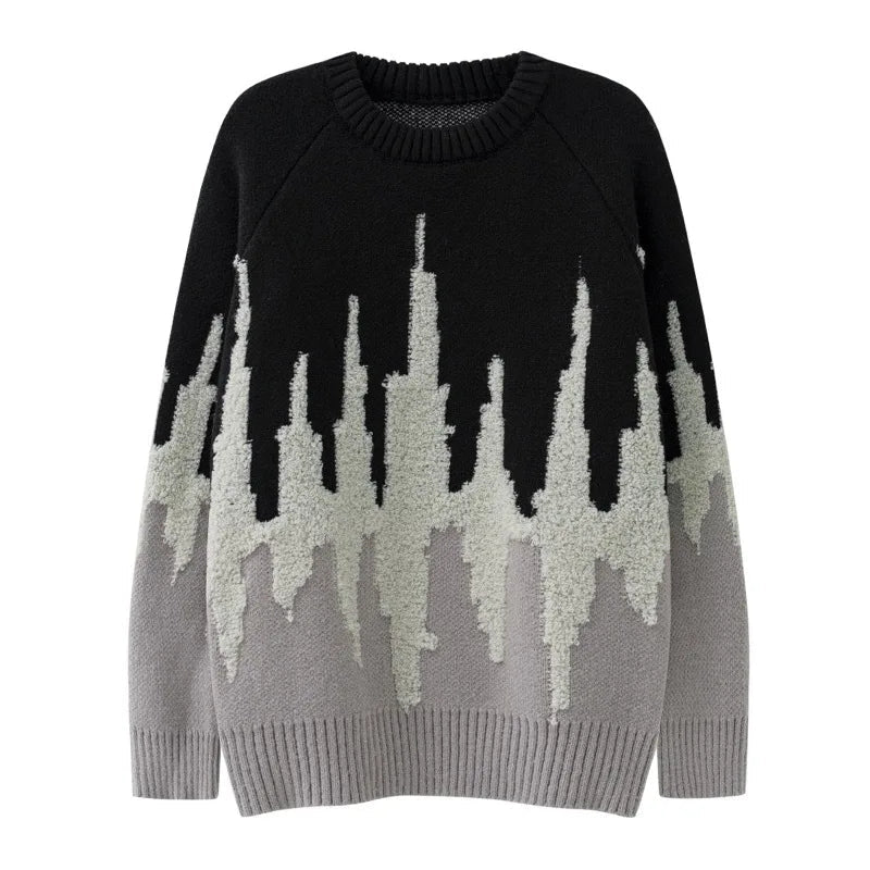 fashion pattern knitted sweater mens casual drop shoulder pollover unisex harajuku y2k streetwear loose knit sweaters jumpers - high quality cotton hoodie, trendy hip hop fashion hoodie, 2025 streetwear drop