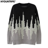 fashion pattern knitted sweater mens casual drop shoulder pollover unisex harajuku y2k streetwear loose knit sweaters jumpers - high quality cotton hoodie, trendy hip hop fashion hoodie, 2025 streetwear drop