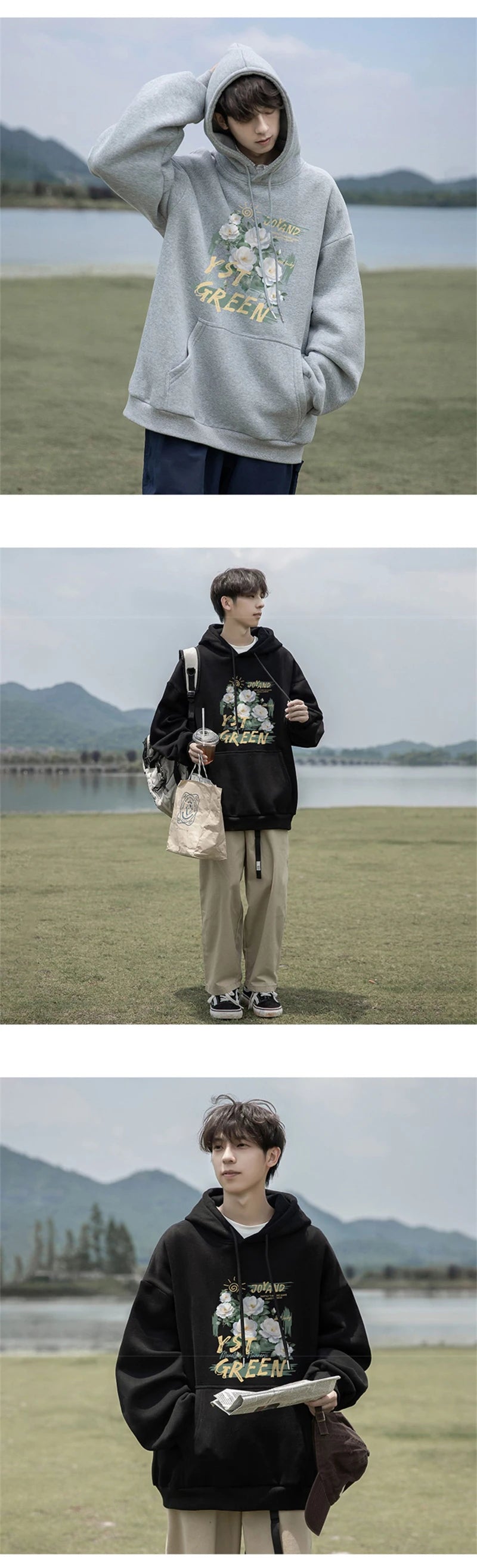 New Floral Oil Painting Art Print Pullover Hoodies Men And Women Casua