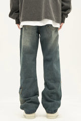 retro washed denim jeans destroyed ripped loose mens biker jeans side pocket fashion streetwear hip hop straight pants joggers casual joggers