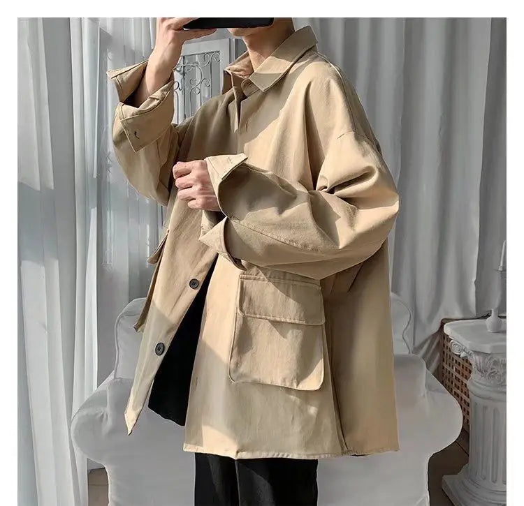 Original shirt men long-sleeved Korean style trendy loose handsome work shirt ins trendy brand spring
