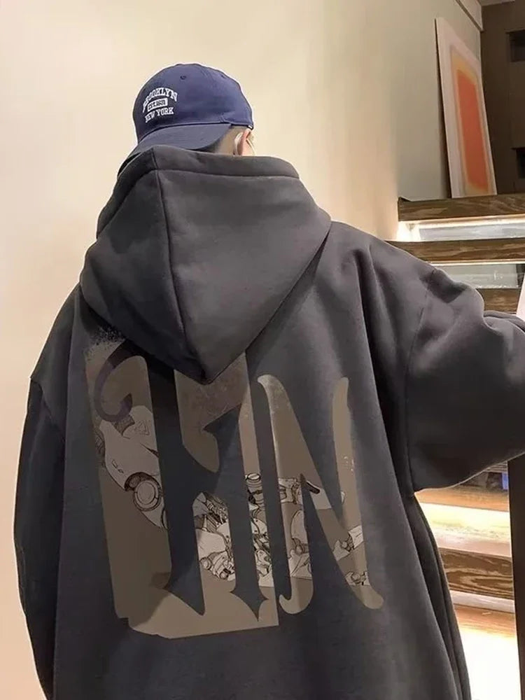 City Boy Oversized Hoodie Sweatshirt Men American High Street Hoodies Funny Streetwear Hip Hop Hoody Mens 2025 Autumn Tracksuit