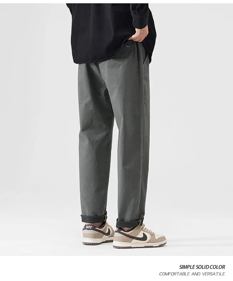 japanese casual pants mens spring autumn loose fashion solid color simple elastic waist sports pants man harem trousers unique default style 2276