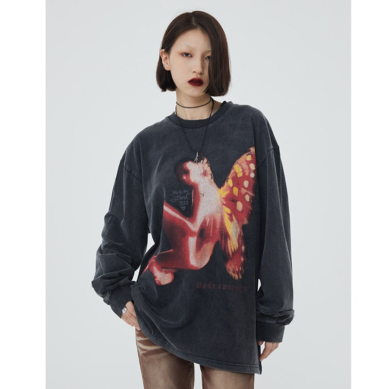 "Red Effect" Unisex Men Women Streetwear Graphic Sweatshirt Daulet Apparel