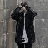 grunge winter jacket, layered citywear - aesthetic hip hop inspired casual wear
