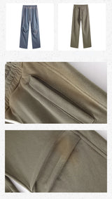 fashion washed distressed pants elastic waist drawstring men women hip hop casual sportwear pants unisex y2k streetwear joggers unique joggers style 571