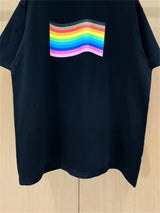 cyberpunk vintage t-shirt featuring 24ss balcg style rainbow flag logo printed reverse sewn pure cotton oversized loose short sleeved t shirt tops for summer
