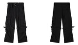 fashion cargo pants adjustable belts waist with side pockets joggers streetwear pant unisex casual loose straight baggy trousers unique joggers style 362