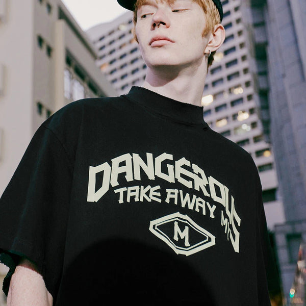 Harajuku Aesthetic piece – Japanese Loose Turtleneck Mens Printed Short Sleeved T Shirt