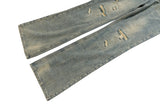 mens vintage ripped jeans distressed hole blue flared jeans trousers luxury designer male denim pants unique jeans style 1633