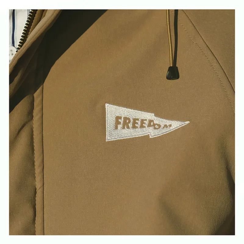 Outdoor Multi Pocket Thicken Man Jacket Winter Retro Warm Camping Cotton-padded Clothes Casual Print Loose Hooded Fashion Coat