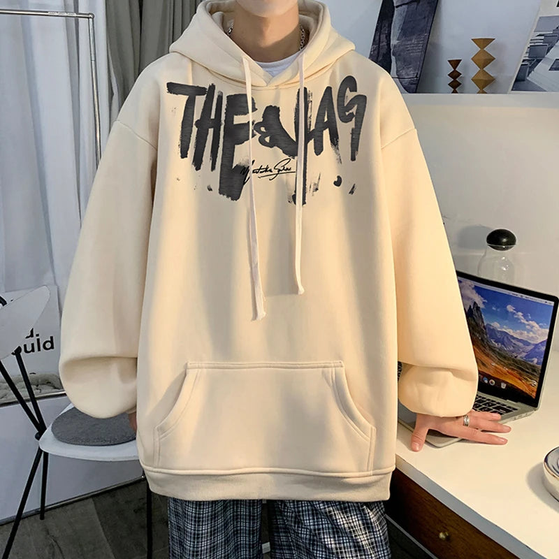 High Street Letter Print Oversized Hoodie Mens New Hip Hop Fashion