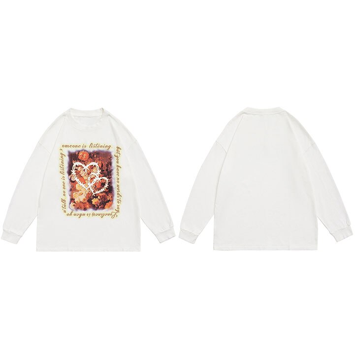 "Heart Floral" Unisex Men Women Streetwear Graphic Sweatshirt Daulet Apparel