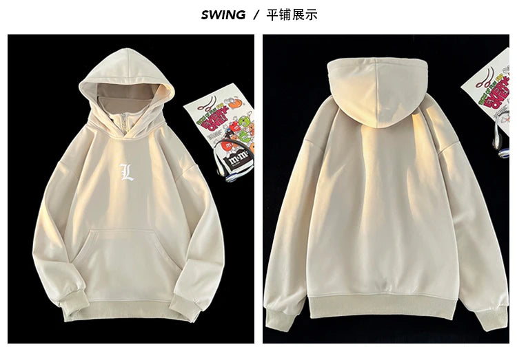 2024 Spring Half Zip Large Size Hooded Sweatshirts Korean Mens Pullove
