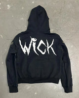 Street Fashion Brand Retro Zipper Hoodie Men Anime Graffiti Print Over