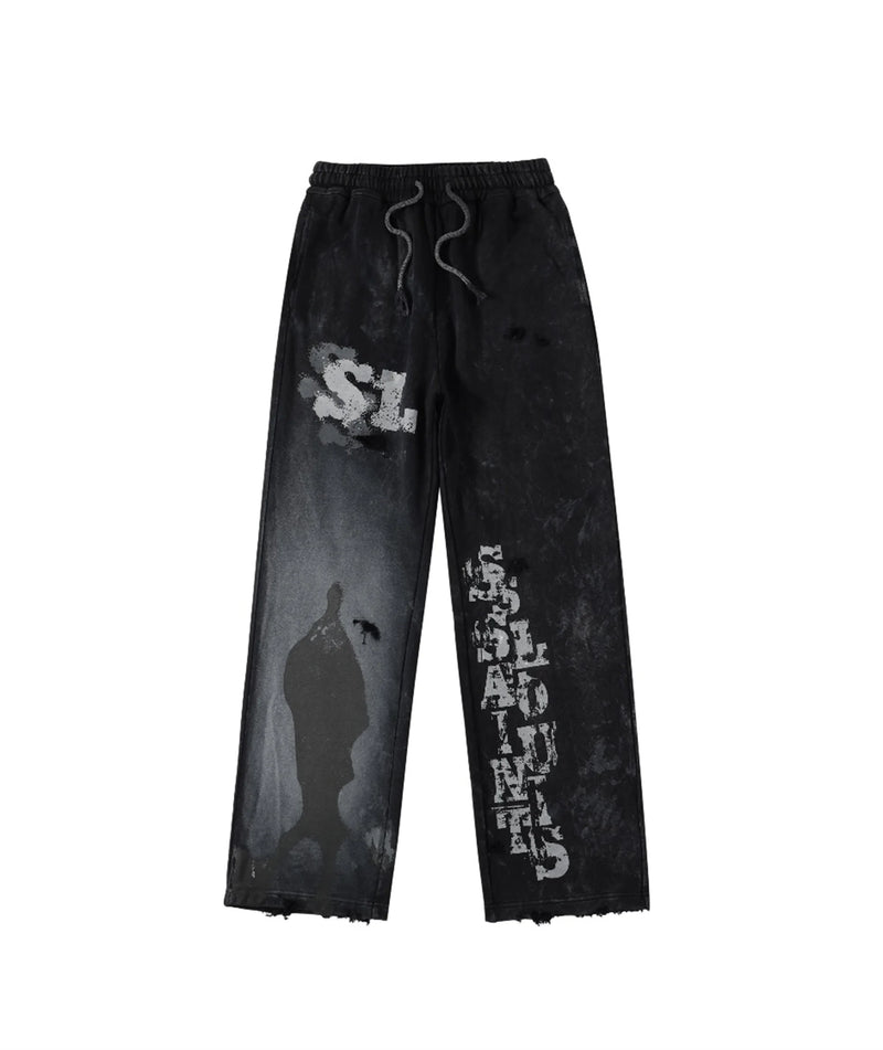 new arrival ssaint louis dirty old graffiti printed drawstring sanitary pants casual sport pants relaxed fit trousers