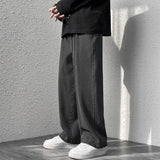 korean mens casual long jeans loose retro straight baggy pants denim wide leg pants light blue grey black retro washed jeans unique jeans style 1256