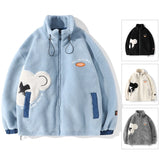 rainbowtouches mens jackets high street fashion cashmere coat autumn and winter loose printing plush for warmth unisex blue s - variant style f37c13 for streetwear fashion