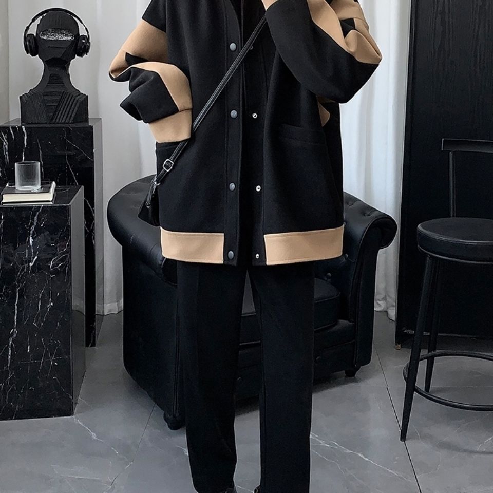 leather varsity coat, fall fit essential - trendy urban streetwear fashion for men and women