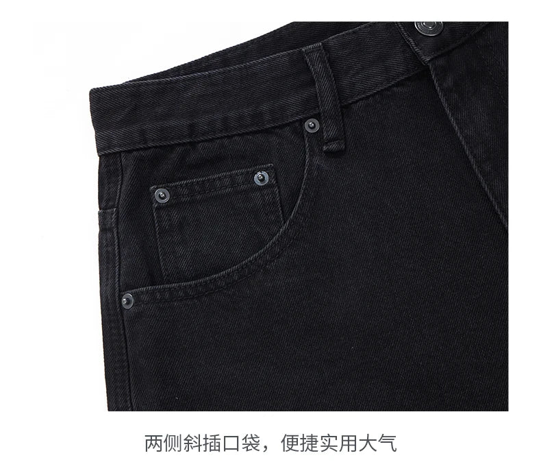 men american streetwear fashion loose casual hip hop wide leg black denim baggy jeans pants man y2k cargo jeans trousers unique cargo style 2328