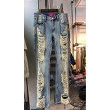 distressed skinny flared jean for mens big washed destroyed ripped denim jeans hip hop street wear blue biker jean pant women stacked flare jeans