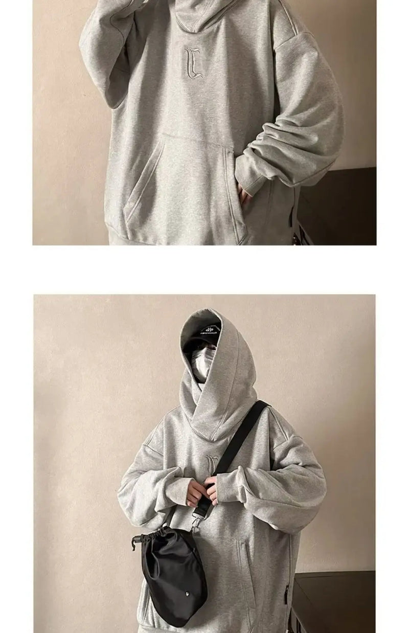 Trendy American High Collar Hooded Storm Sweatshirt For Men Women High