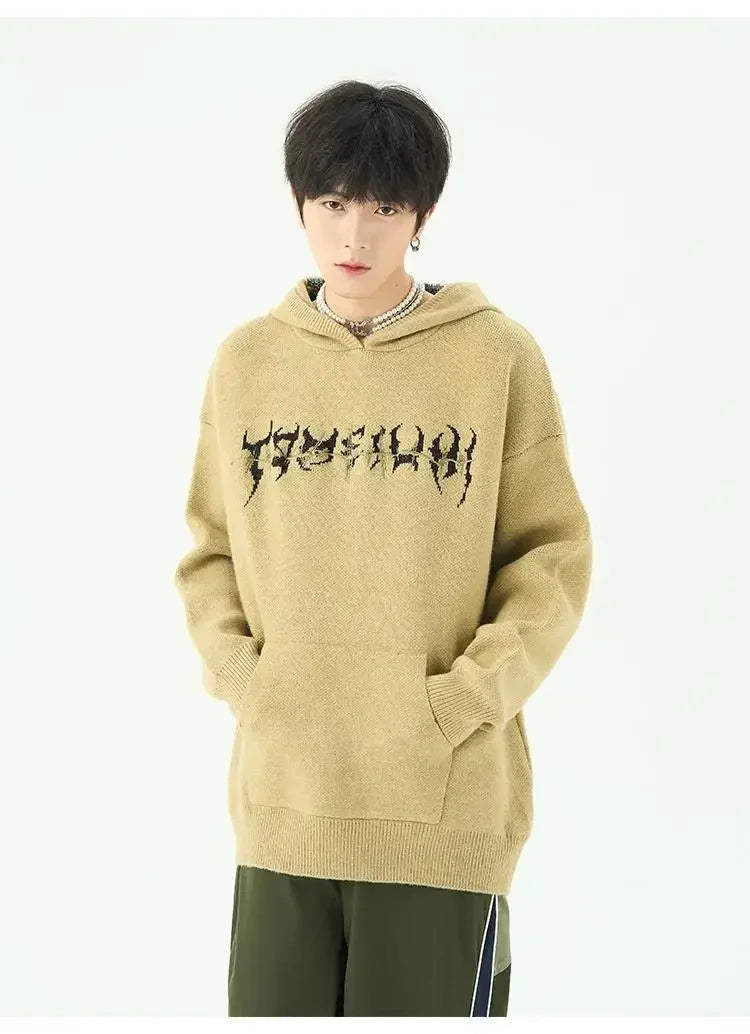 techwear flame knit sweater with structured oversized fit, ideal for cold streetwear layers, men’s streetwear clothing piece 
