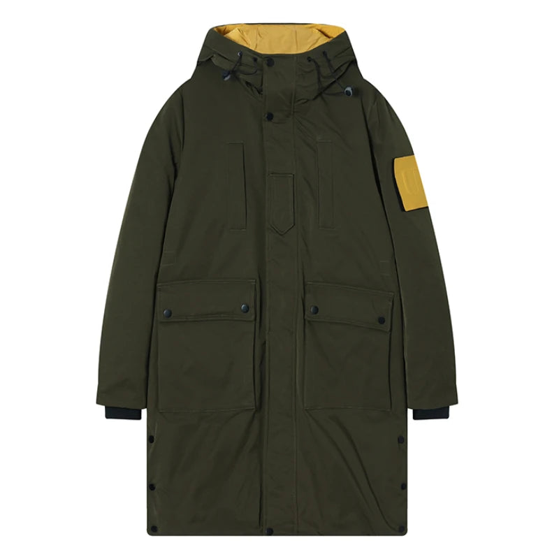 Fashion Letters Embroidery Duck Down Long Jacket Mens Plus Size Winter New Casual Hooded Zipper Parkas Warm Down Coats Jeckets