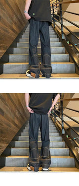 autumn vintage high street straight washed denim jeans for men and women trendy hip hop personality inverted loose casual pants unique jeans style 635