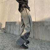 mens high street loose pants casual zipper open patchwork straight trousers pants hip hop new fashion streetwear jogging pants unique default style 1809