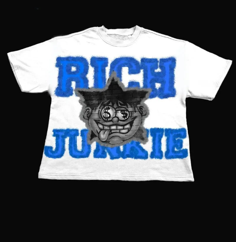 Harajuku Oversized shirt – Summer Street Goth Harajuku Retro Rich Letter Printed Oversi